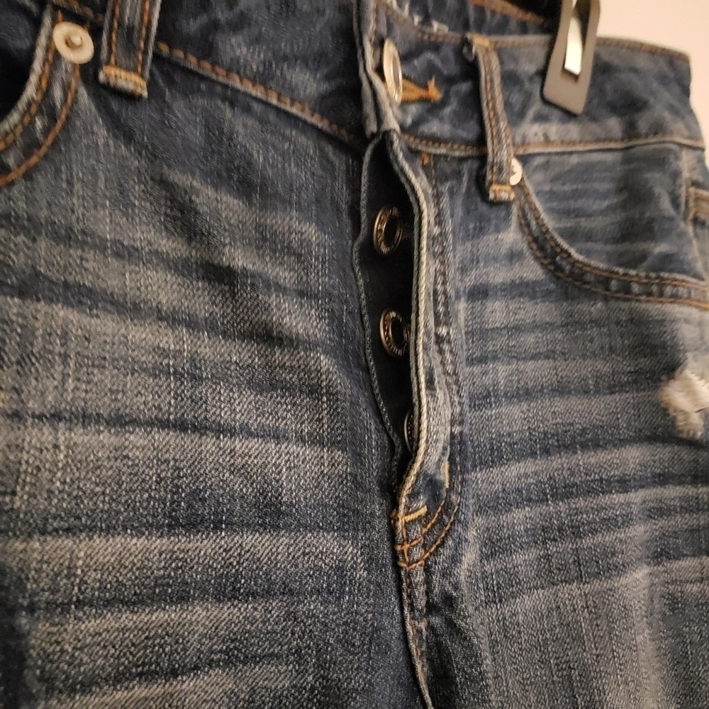 American Eagle Distressed Patchwork Button Fly Je… - image 4